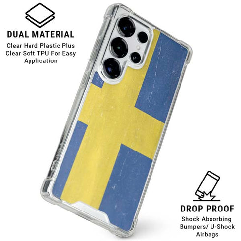 Sweden Flag Distressed Galaxy S25 Ultra Clear Case